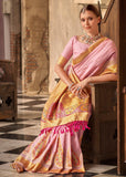 Blush Pink Woven Soft Silk Saree