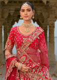 Vibrant Red Heavy Embroidered Designer Lehenga