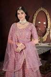 Peach Thread Embroidery With Zarkan Work Gown - women's fashion mart