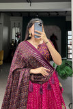Bandhej With Ajarakh Print Silk Lehenga Choli - women's fashion mart