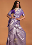Deep Purple Woven Kanjivaram Silk Saree