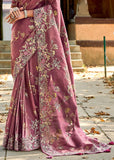 Wine Purple Woven Banarasi Designer Silk Saree With Embroidered Blouse