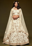 Beautiful Sugar White And Gold Embroidered Lehenga