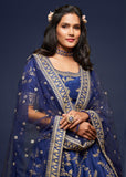 Princess Blue Georgette Embroidered Lehenga With Net Dupatta