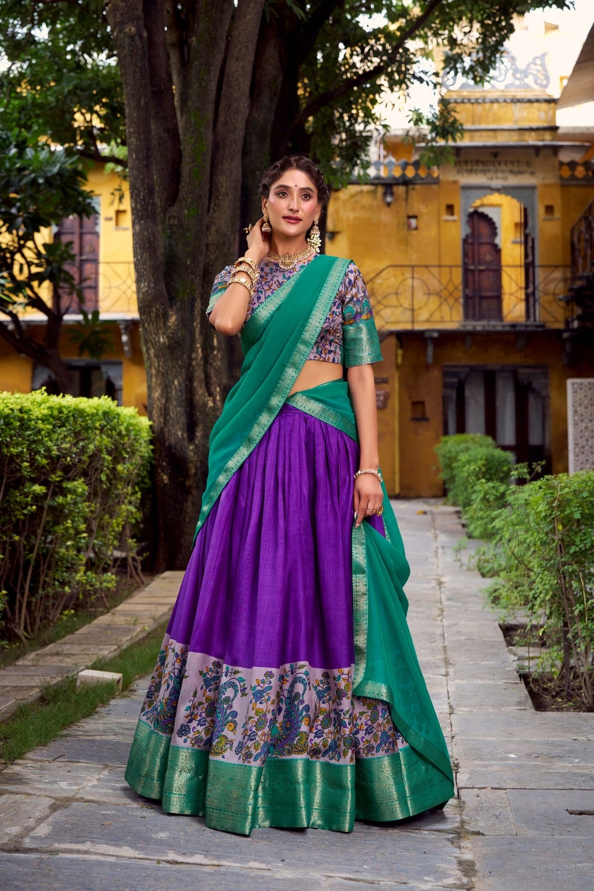 Aastha Silk South Indian Wedding Lehenga Choli With Zari Weaving And Georgette Dupatta