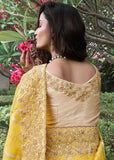 Delight Yellow Heavy Embroidered Designer Silk Saree