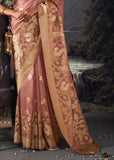 Dusky Pink Woven Banarasi Organza Silk Saree
