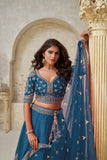 Crimson Elegance Minimalist Peacock And Leaf Motif Bridal Lehenga