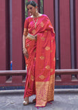 Bridal Red Banarasi Woven Satin Silk Saree