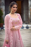 Dusty Pink Georgette Designer Embroidered Readymade Suit Set - women's fashion mart