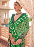 Classic Green Printed Bandhini Patola Silk Saree