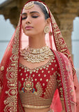 Crimson Red Heavy Embroidered Designer Lehenga
