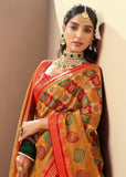 Autumn Red Printed Georgette Saree