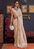 Classic Beige Banarasi Katan Silk Saree
