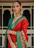 Bright Red Printed Patola Silk Saree