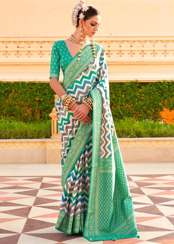 Summer Green Printed Soft Silk Saree