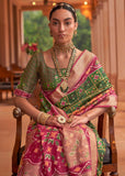 “Exclusive Offer” : Leaf Green Printed Patola Silk Saree