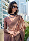 Tulipwood Purple Woven Banarasi Printed Silk Saree