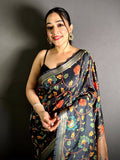 Soft Silk Kalamkari Gaji Lakda Patta Saree