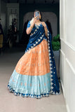 Zari Kota Lehenga Set With Embroidered Vichitra Silk Dupatta & Banglory Blouse