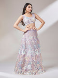Net Multi-Sequins Work Semi-Stitched Lehenga  women's fashion mart