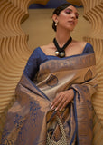 Twilight Blue Woven Kanjivaram Silk Saree