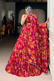 Floral Marble Print Lehenga Choli Set For Women