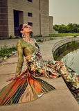 Mehndi Green Satin Crepe Printed Silk Saree