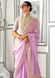 Antique Purple Chiffon Silk Saree With Contrast Blouse