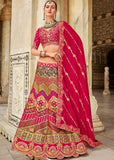 Raspberry Pink Banarasi Silk Embroidered Designer Lehenga