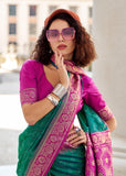 Antique Green Woven Banarasi Silk Saree