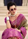 Olive Green Woven Banarasi Silk Saree