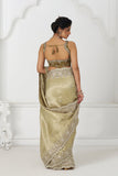 Champagne Dola Viscose Silk Saree For Wedding With Beads Embroidery & Sequins Work