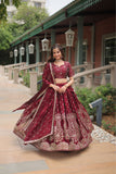 Maroon Rangoli Silk Heavy Sequins And Thread Embroidered Work Wedding Special Lehenga - women's fashion mart