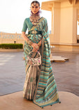 Antique Green Printed Soft Silk Saree