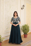 Designer Embroidery Zari Sequins Work Gown Set