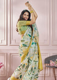 Summer Green Woven Banarasi Cotton Silk Saree With Digital Print
