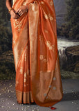 Burnt Orange Woven Banarasi Organza Silk Saree