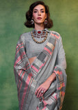 Steel Grey Woven Cotton Silk Saree
