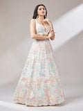 Net Multi-Sequins Work Semi-Stitched Lehenga  women's fashion mart
