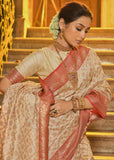 Royal Off White Woven Banarasi Brocade Silk Saree With Overall Jaal