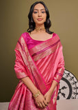 Blush Pink Woven Banarasi Soft Silk Saree