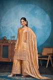 Gold Fendi Thread Embroidered With Sequins Work Sharara Set Of 3 - women's fashion mart