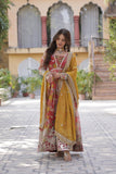 Designer Printed Gold Sequins Embroidered Work Anarkali Gown