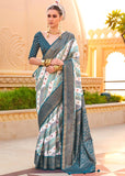 Teal Green Printed Soft Silk Saree