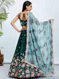 Georgette Golden Dull-Bright Sequin,Threaded Embroidered Semi-Stitched Lehenga choli  women's fashion mart