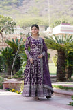 Jacquard With Sequins Embroidered Work Gown & Dupatta Set - women's fashion mart