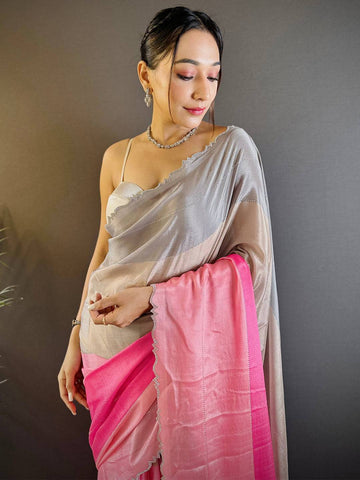 Zarocan Stone Cut Work Border Saree  women's fashion mart