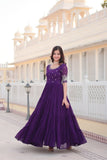 Embroidered Sequins Work Designer Women Gown - women's fashion mart