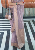 Breezy Lavender Banarasi Woven Kora Silk Saree